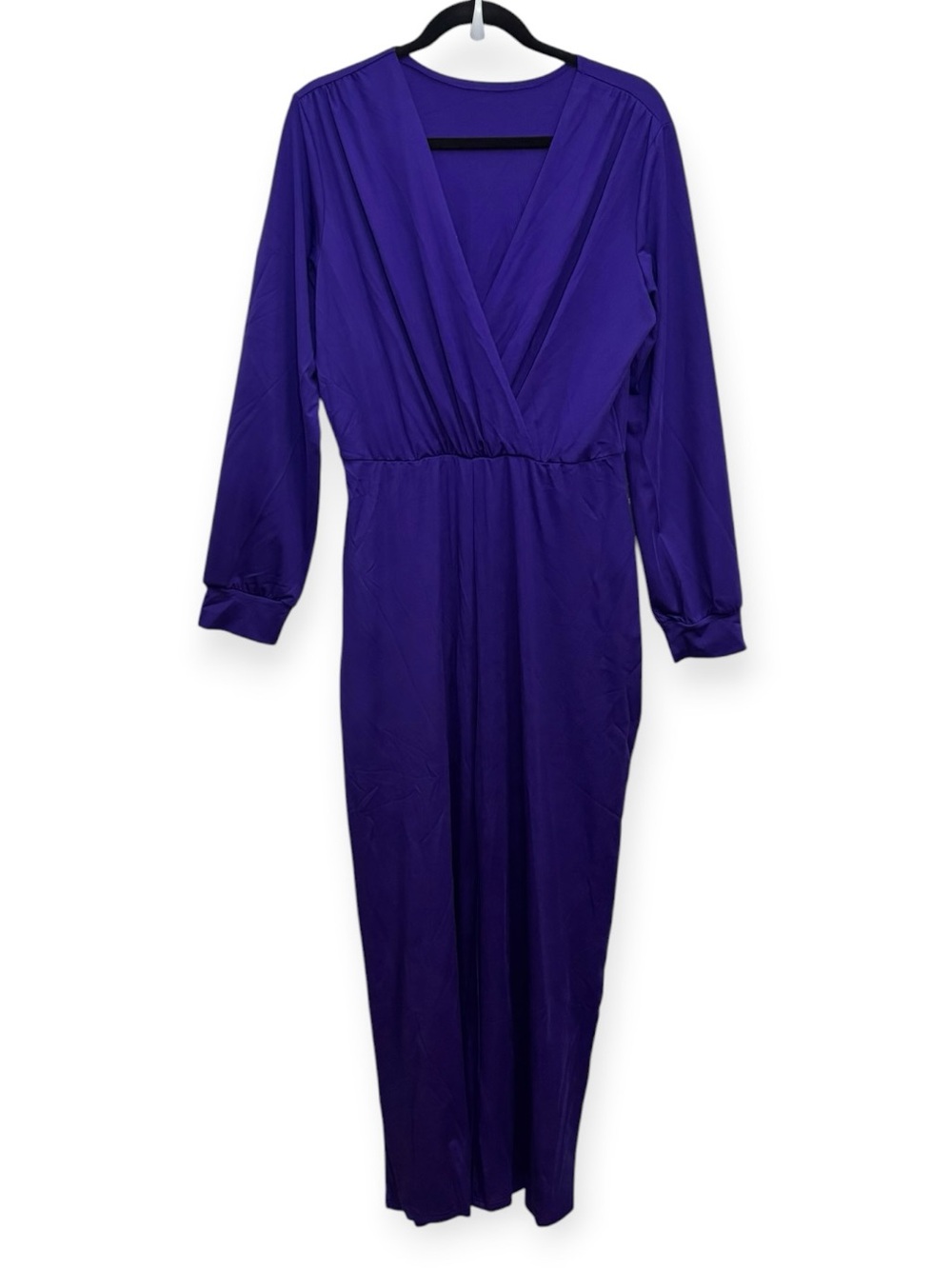 Women's Long Sleeve Purple Surplice Jumpsuit XL with Belt‎